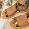 Large Size Women Casual Colorful Open Toe Cross Buckle Strap Flat Sandals - Yellow