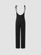 Solid Spaghetti Tie Strap Pocket Jumpsuit - Black