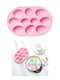 10穴イースターエッグDIYケーキプディングモールド再利用可能な柔軟な非粘着性シリコーンホームハンドメイクベーキングホイルデーフードモールド耐熱皿 - ピンク