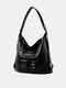 JOSEKO Women's Microfiber Retro Casual Backpack Soft Leather Simple Shoulder Bag - Black