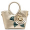 Casual Peal Patent Leather Coloful Flower Sweet Lady's Handbag Crossbag - Gold#1