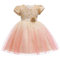 Girl's Sequins Flower Tulle Princess Wedding Birthday Formal Dress For 4-13Y - Champagne