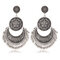 Retro Bronze Tassels Earrings Flower Totem Ear Drop For Women - Silver