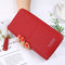 Women Faux Leather Long Phone Purse 8 Card Slot Wallet Tassel Multi-function Coin Bag - Red