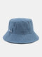 Unisex Cotton Retro Outdoor Casual Street Bucket Hat Sun Protection Hat - Blue