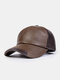 Collrown Men PU Color-match Patchwork Dome Casual Sunshade Adjustable Baseball Cap - Brown