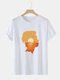 Mens 100% Cotton Design Portrait Sunset Print Short Sleeve T-Shirt - White