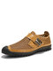 Men Honeycomb Mesh Breathable Outdoor Hand Stitching Casual Shoes - Brown