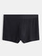 Men Plus Size Plain Boxer Briefs Breathable Viscose Soft Stretch Underwear With Bacteriostatic Pouch - Black