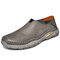 Men Hand Sewn Slip On Collapsible Heel Loafers Soft Soled Driving Shoes - Gray