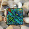 Vintage Blue Dragonfly Insect Glass Pendant Necklace Metal Geometric Square Glass Owl Printed Necklace - 04