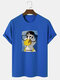 Camisetas de algodón de manga corta para hombre Cartoon Duck Graphic Crew Cuello - azul