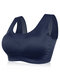 Plus Size Sleep Wireless Lace Back Seamless Elastic Yoga Sports 6XL Bras - Royal Blue