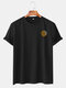 Mens Solid Color Sun Pattern Print Summer Holiday T-Shirts - Black