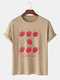 Plus Size Mens Hand-Painted Strawberry Print Fashion O-Neck T-Shirt - Khaki