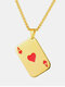 Trendy Hip-hop Poke Playing Card Stainless Steel Alloy Necklace Pandent - Gold