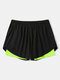 Men Quick Dry Leggings Back Zip Pocket Activewear Bottoms - Green