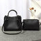 Women Faux Leather Two-piece Set Bucket Bag Handbag Shoulder Bag - Black
