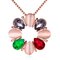 Luxury Women Necklace Bouquet Rhinestone Opal Glass Crystal Necklace - Rose Gold