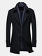 Mens Wool Detachable Scarf Mid Long Trench Coats Business Casual Stylish Coat Slim Fit Jackets-6 Colors - Black