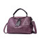 Women Soft Leather Crossbody Bags Stitching Leisure Handbags Solid Boston Shoulder Bags - Purple