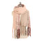 Women Ethnic Style Tassel Woolen Blending Scarf Shawl Casual Warm Breathable Sunscreen Scarf - Pink