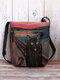 Women Black Cat Pattern Painting Crossbody Bag Shoulder Bag - Red