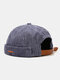 Unisex Corduroy Embroidery Solid Color Outdoor Brimless Beanie Landlord Cap Skull Cap - Blue