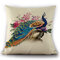 Simple Peacock Flower Linen Pillow Case Sofa Home Car Cushion Cover Dec - #2