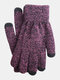 Men Color Mixing Knitted Plus Velvet Cold Proof Warmth Touch Screen Full-finger Gloves - Black Red