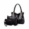 Women 3-set Fox Plaid Leather Crosssbody Bag - Black