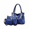 Women 3-set Fox Plaid Leather Crosssbody Bag - Blue