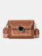 Women PU Leather Flap Crossbody Bag Shoulder Bag - Brown