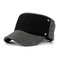 Men Patchwork Woolen Flat Hat Windproof Adjustable Snapback Caps  - Deep Grey