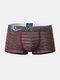 Ice Silk Striped Comfy Breathable Boxer Briefs For Men - Red