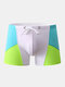 Men Drawstring Multicolor Colorblock Swim Trunks Seamless Thin Breathbale Swimwears - White