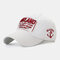 Cotton Baseball Cap With Letter Embroidered Hat - White