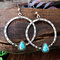 Vintage Geometric Triangle Silver Turquoise Earrings Metal Handmade Big Circle Earrings - Silver