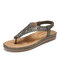 LOSTISY Rhinestone Elastic Band Clip Toe Comfortable Insole Flat Sandals - Green
