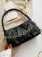 Women Faux Leather Casual Chain Multi-Carry Crossbody Bag Casual Handbag - Black