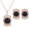Elegant Jewelry Set Rhinestone Pearl Necklace Earrings Set - Black
