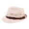 Women Caddice Weave Gridding Breathable Curl Brim Addition Leather Belt Fashion Jazz Hat  - Khaki 1