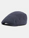 Men Cotton Solid Color Outdoor Leisure Wild Forward Hat Flat Cap - Navy