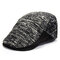 Men's Leather Eaves Knit Beret Hats Winter Warm Peaked Cap - Black