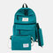 Women 3PCS Solid Bag Backpack Casual School Bag - Green