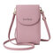 Women Multi-function Solid Ring Phone Bag Shoulder Bag Square Bag Purse - Pink