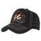 Men's Embroidery Denim Baseball Cap Letter Pattern Cowboy Sun Hat Adjustable Snapback Cap - Black
