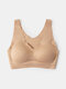 Women Seamless Solid Color Breathable Wireless Sleep Yoga Bras Lingerie - Nude
