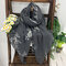 Women Embroidered Comfort Linen Scarves - Gray
