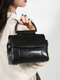 Women Brown Vintage PU Leather Satchel Bag Crossbody Bag Shoulder Bag - Black